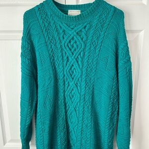 Women's Teal Cable Knit Sweater